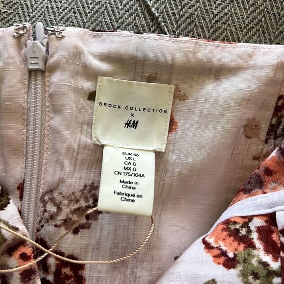 NWT Brock Collection x H&M Floral Short Mini Dress White Pink LG - Picture 15 of 17